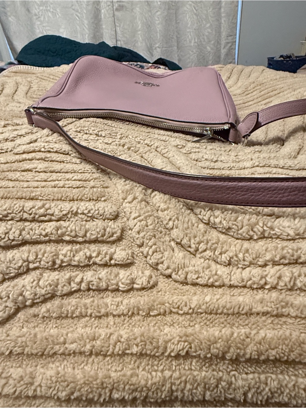Coach Mia Pebbled Leather Shoulder Bag Crossbody Lilac Purple F28966 - Picture 4 of 11